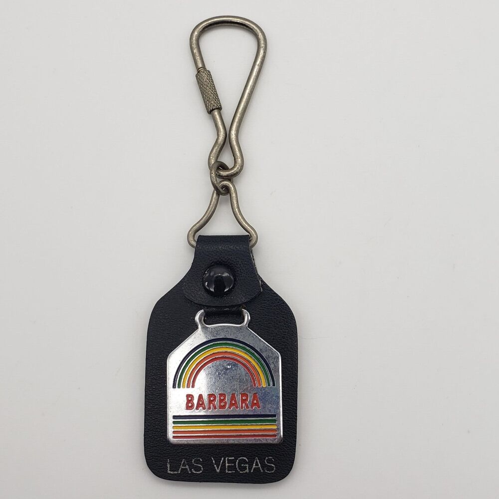 Vintage Personalized Barbara Key Chain Holder Las Vegas Rainbow Souvenir
